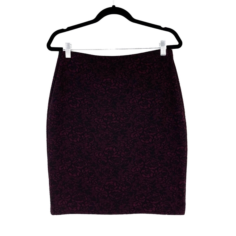 Maison Jules Women’s Size Medium Red Black Lace Print Zip Back Mini Skirt